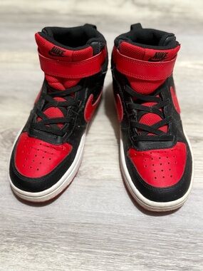 Nike Kids High-Top Sneakers in Red and Black